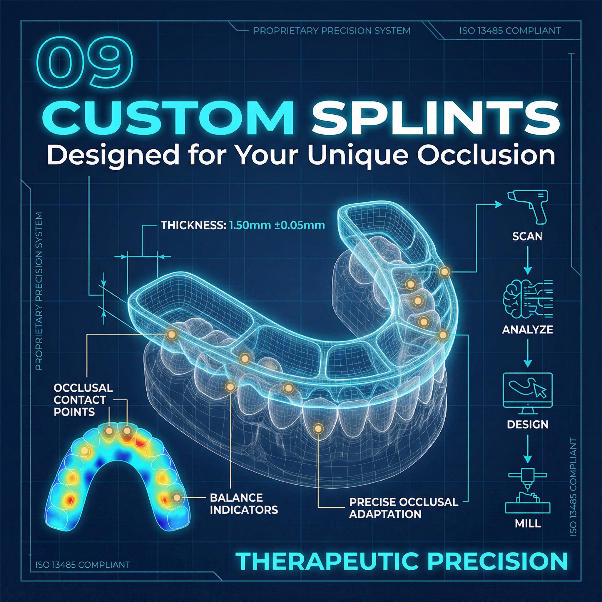 Custom dental splints designed using CAD workflow at a digital dentistry center