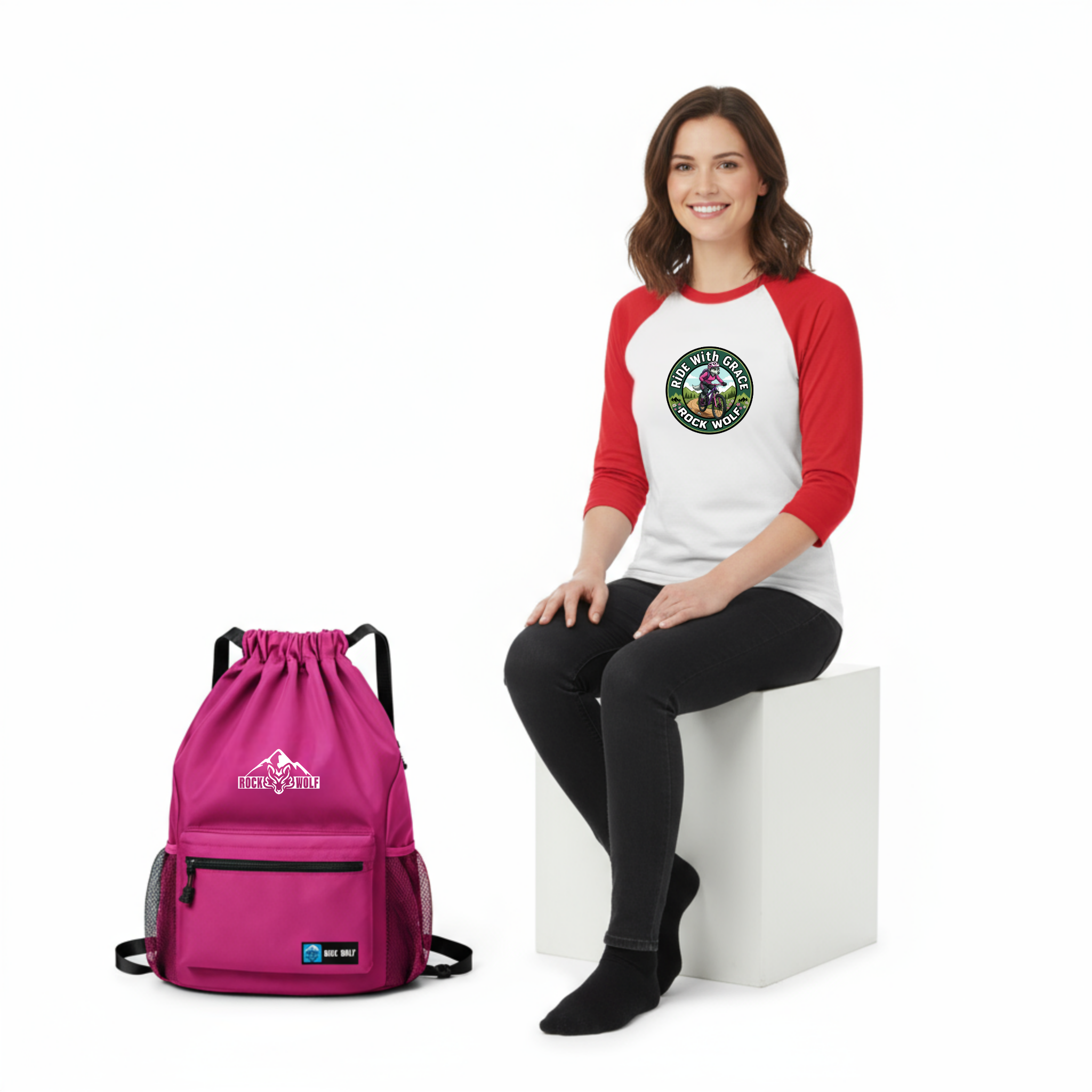 Mochila Rock Wolf fucsia con mujer